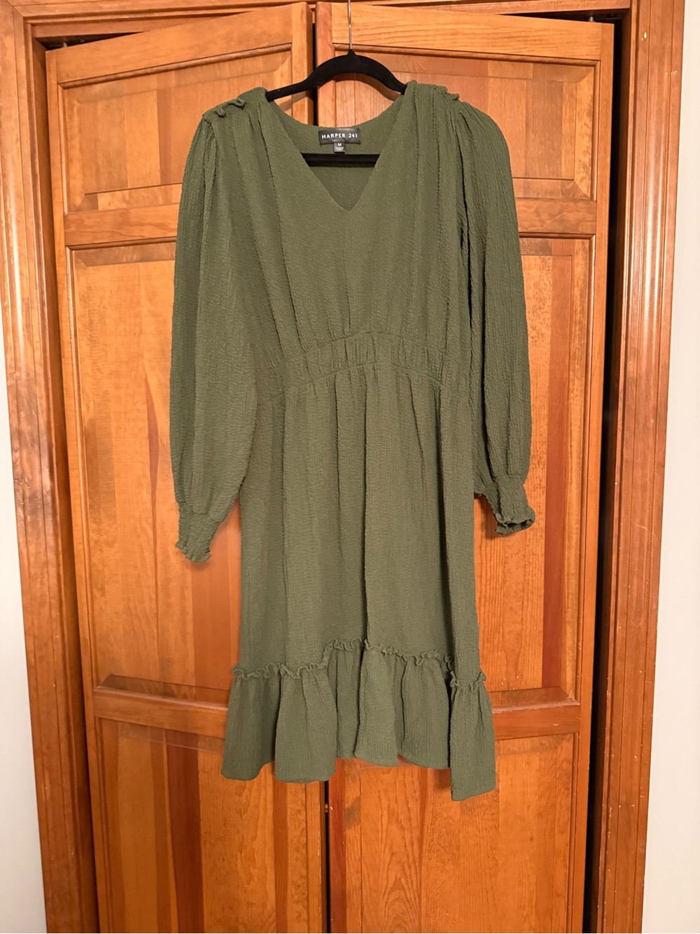 Harper Olive Green Long Sleeve Dress